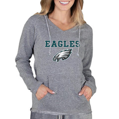 Concepts Sport Women's Mainstream Tri-Blend Raglan Hoodie V-Neck Top - Philadelphia Eagles