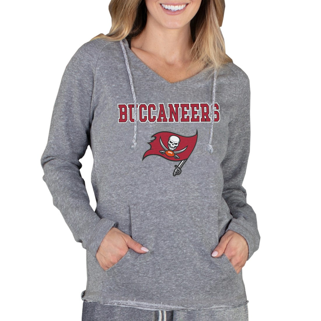 Concepts Sport Women's Mainstream Tri-Blend Raglan Hoodie V-Neck Top - Tampa Bay Buccaneers