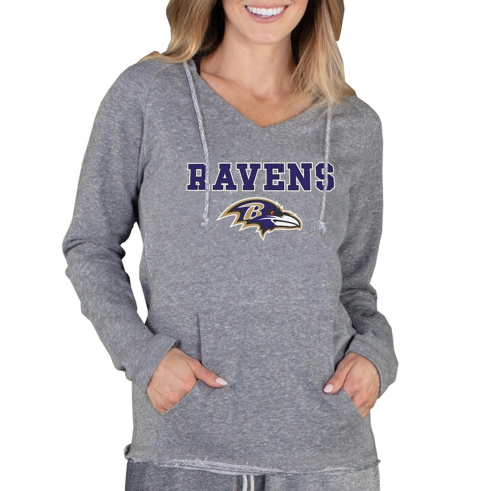 Concepts Sport Women's Mainstream Tri-Blend Raglan Hoodie V-Neck Top - Baltimore Ravens