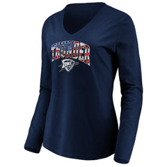 NBA Oklahoma City Thunder Women's Banner Wave V-Neck Long Sleeve T-Shirt