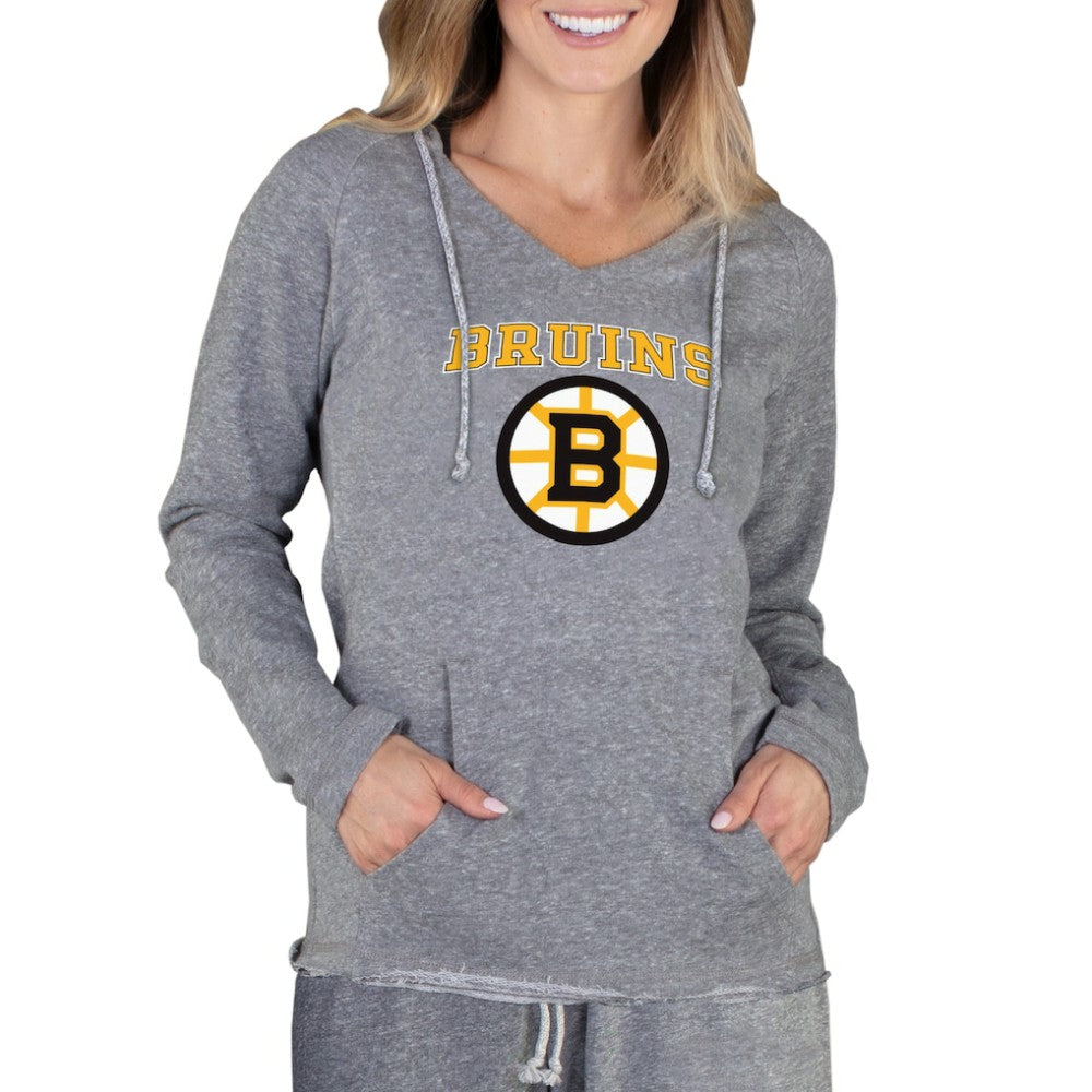 NHL Gray Boston Bruins Concepts Sport Women's Mainstream Terry Tri-Blend Long Sleeve Hooded Top