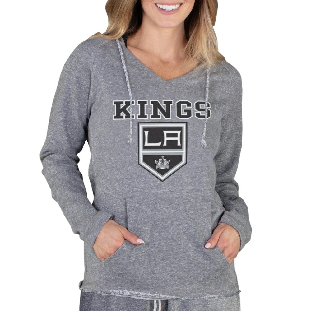 NHL Gray Los Angeles Kings Concepts Sport Women's Mainstream Terry Tri-Blend Long Sleeve Hooded Top