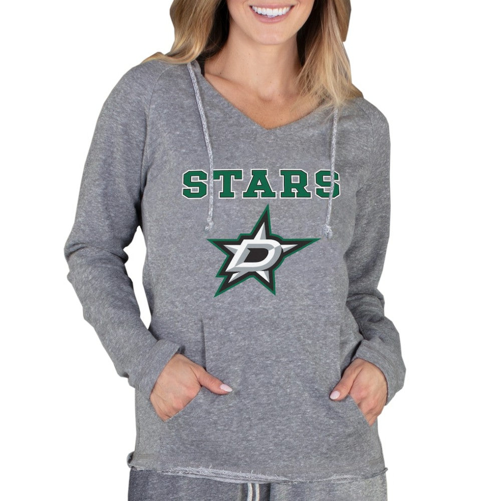 NHL Gray Dallas Stars Concepts Sport Women's Mainstream Terry Tri-Blend Long Sleeve Hooded Top