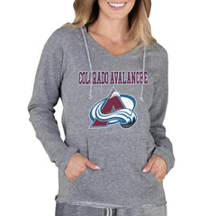 NHL Gray Colorado Avalanche Concepts Sport Women's Mainstream Terry Tri-Blend Long Sleeve Hooded Top
