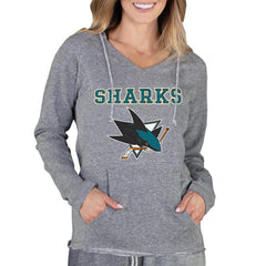 NHL Gray San Jose Sharks Concepts Sport Women's Mainstream Terry Tri-Blend Long Sleeve Hooded Top