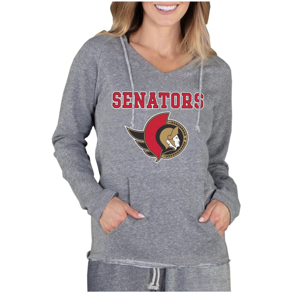 NHL Gray Ottawa Senators Concepts Sport Women's Mainstream Terry Long Sleeve Hooded Top