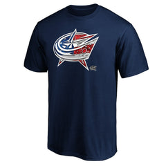 NHL Navy Columbus Blue Jackets Banner Wave Logo T-Shirt