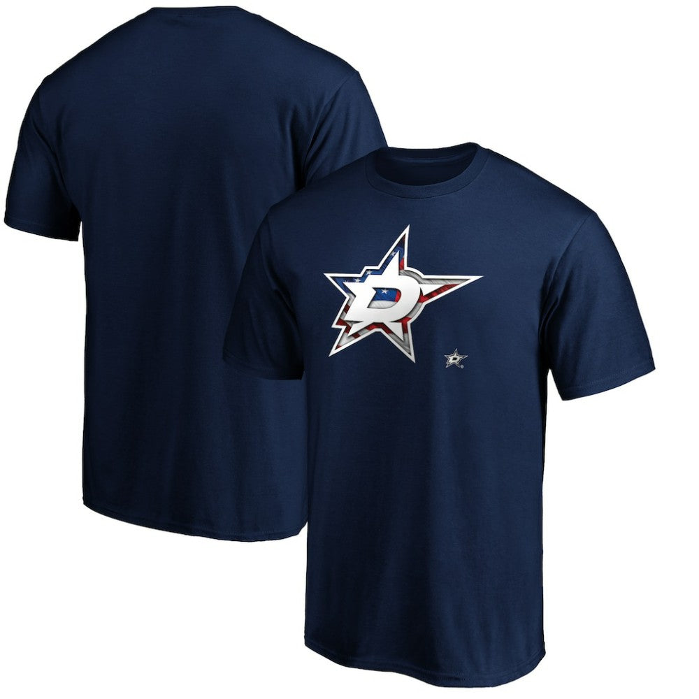 NHL Navy Dallas Stars Banner Wave Logo T-Shirt