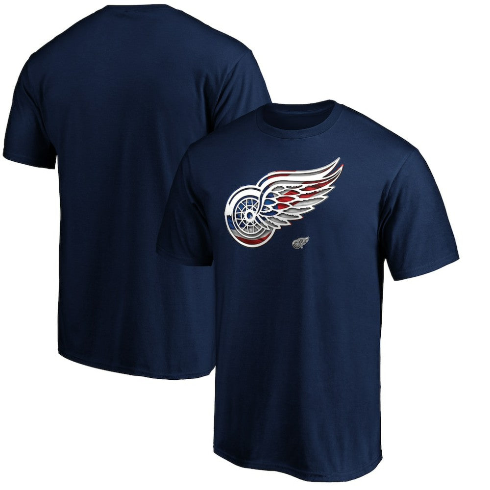 NHL Navy Detroit Red Wings Banner Wave Logo T-Shirt