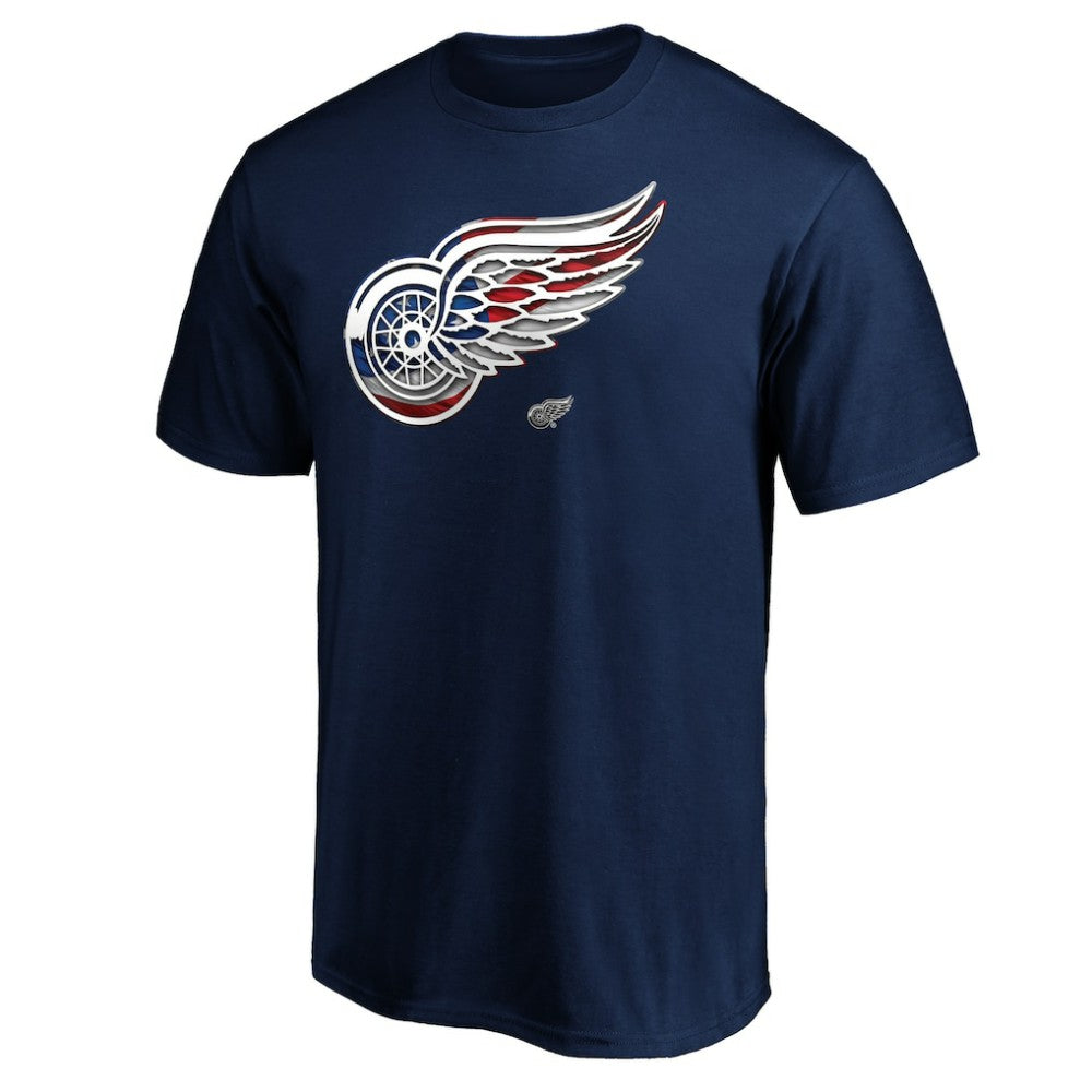NHL Navy Detroit Red Wings Banner Wave Logo T-Shirt