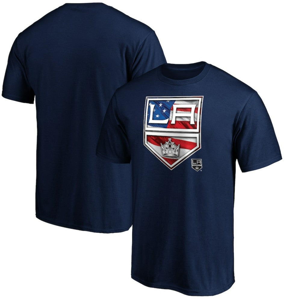 NHL Navy Los Angeles Kings Banner Wave Logo T-Shirt
