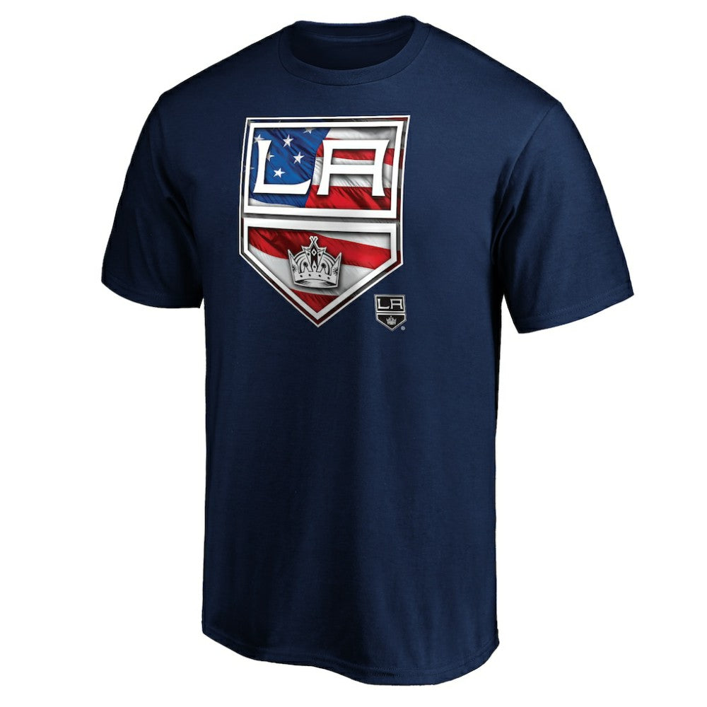 NHL Navy Los Angeles Kings Banner Wave Logo T-Shirt