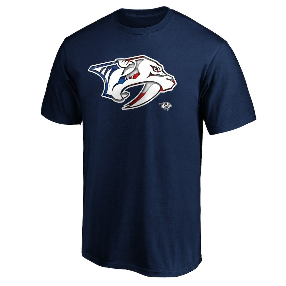 NHL Navy Nashville Predators Banner Wave Logo T-Shirt