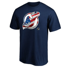 NHL Navy New Jersey Devils Banner Wave Logo T-Shirt