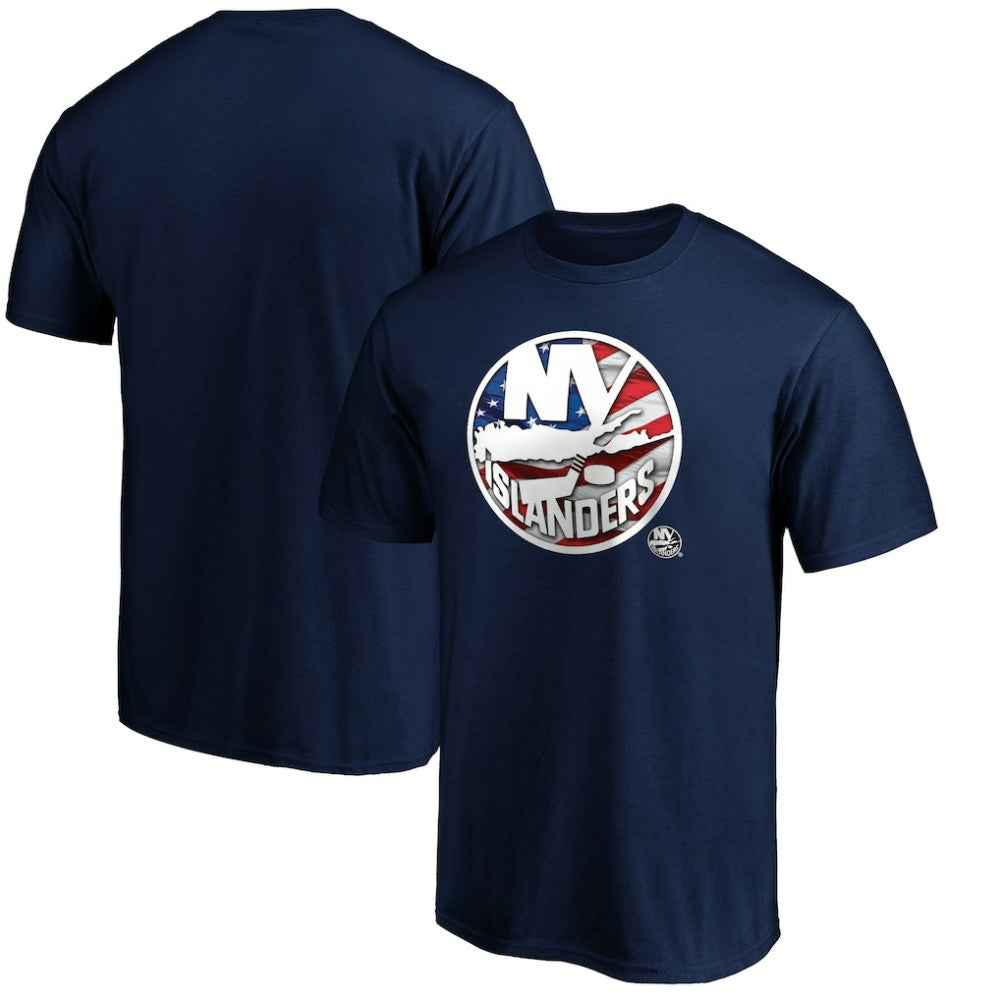 NHL Navy New York Islanders Banner Wave Logo T-Shirt