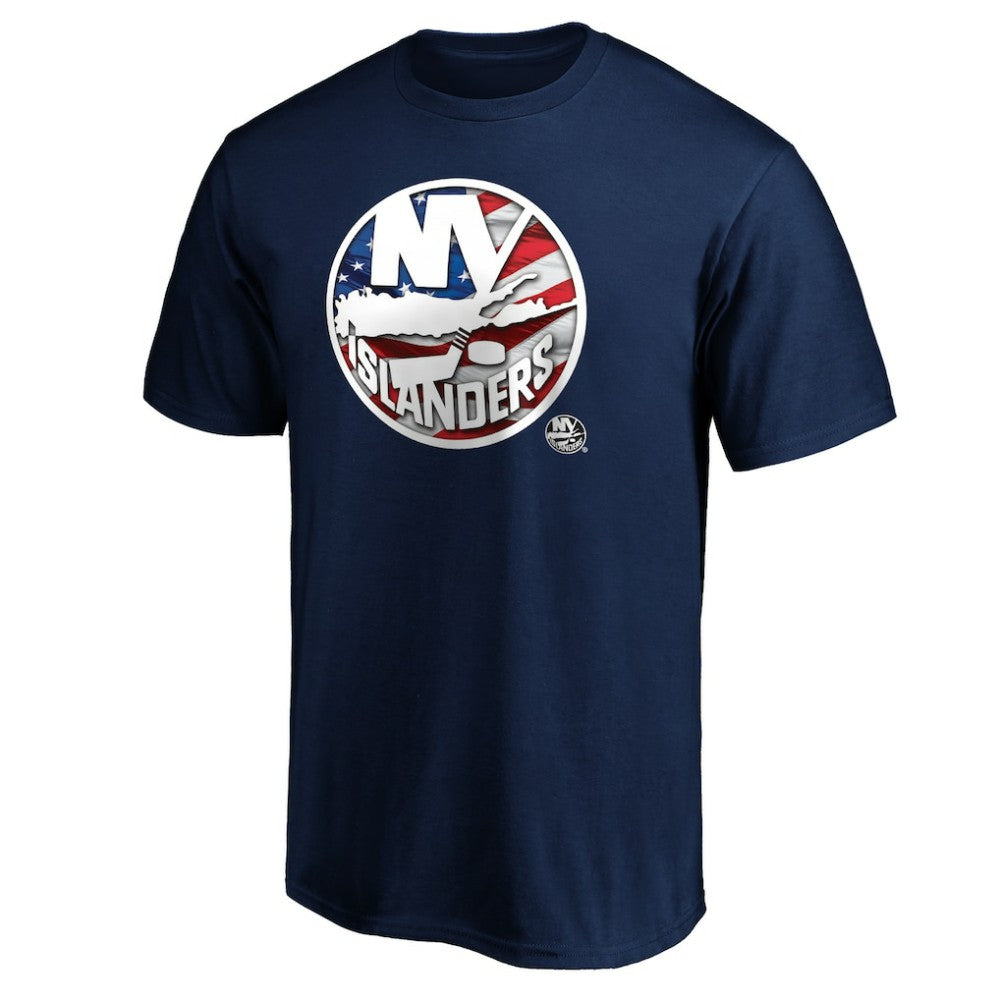 NHL Navy New York Islanders Banner Wave Logo T-Shirt