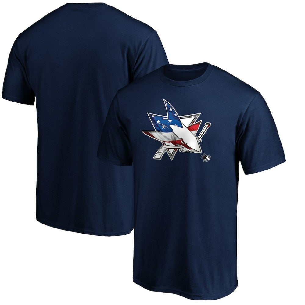 NHL Navy San Jose Sharks Banner Wave Logo T-Shirt