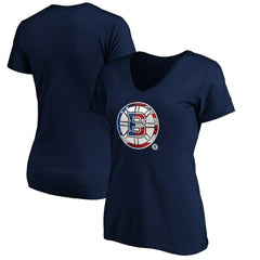 NHL Navy Boston Bruins Women's Banner Wave Logo V-Neck T-Shirt T-Shirt