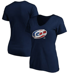 NHL Navy Carolina Hurricanes Women's Banner Wave Logo V-Neck T-Shirt T-Shirt