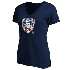NHL Navy Florida Panthers Women's Banner Wave Logo V-Neck T-Shirt T-Shirt