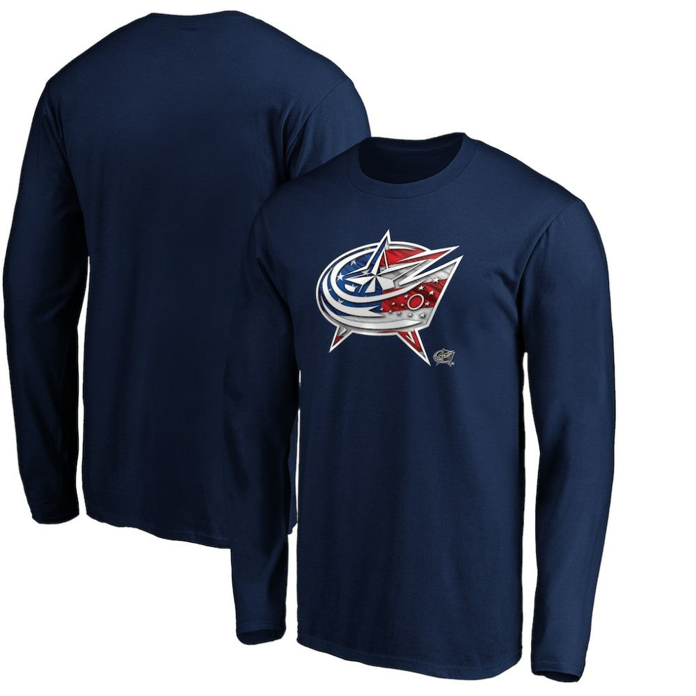 NHL Navy Columbus Blue Jackets Banner Wave Logo Long Sleeve T-Shirt