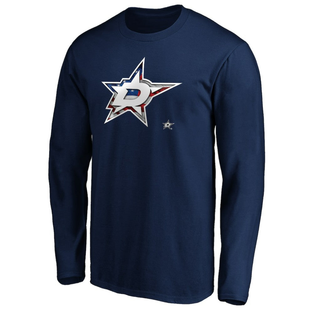 NHL Navy Dallas Stars Banner Wave Logo Long Sleeve T-Shirt