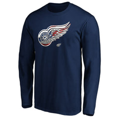 NHL Navy Detroit Red Wings Banner Wave Logo Long Sleeve T-Shirt