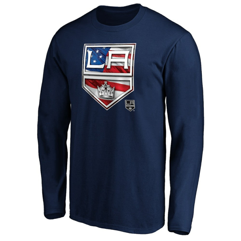 NHL Navy Los Angeles Kings Banner Wave Logo Long Sleeve T-Shirt