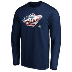 NHL Navy Minnesota Wild Banner Wave Logo Long Sleeve T-Shirt