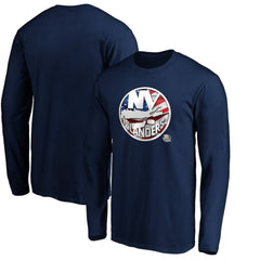 NHL Navy New York Islanders Banner Wave Logo Long Sleeve T-Shirt