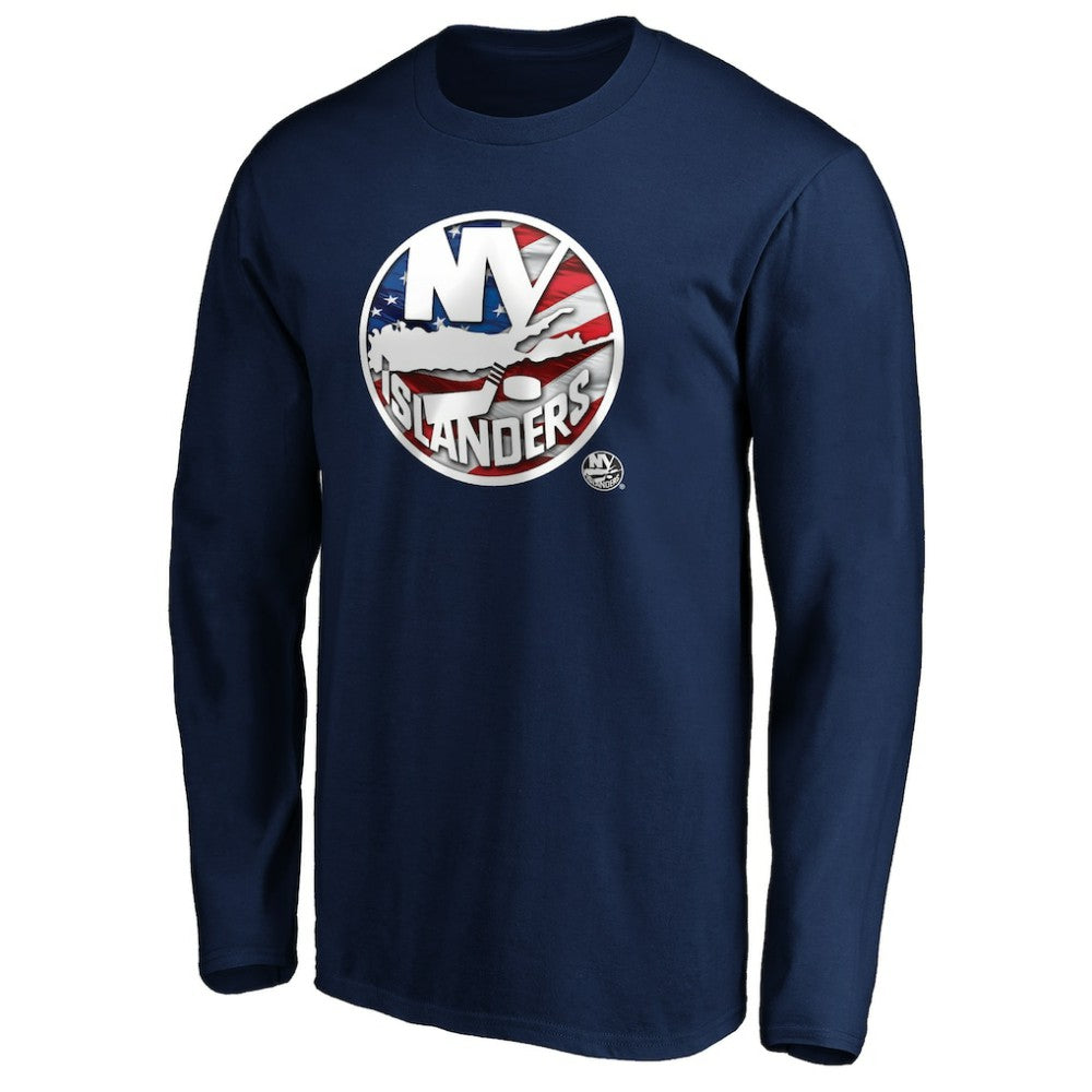 NHL Navy New York Islanders Banner Wave Logo Long Sleeve T-Shirt