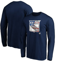 NHL Navy New York Rangers Banner Wave Logo Long Sleeve T-Shirt
