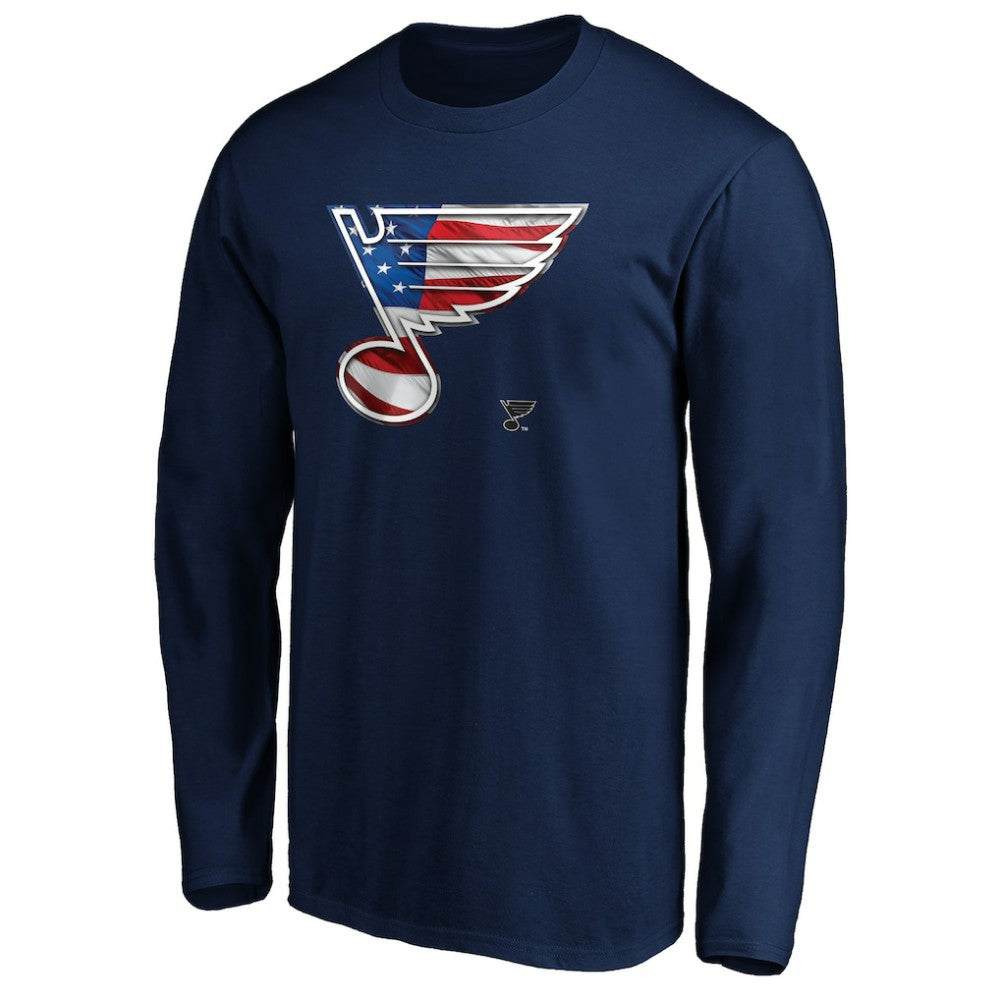 NHL Navy St. Louis Blues Banner Wave Logo Long Sleeve T-Shirt