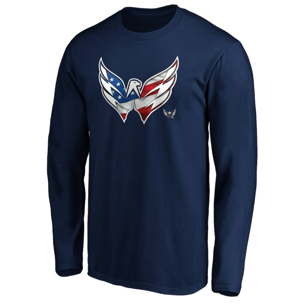 NHL Navy Washington Capitals Banner Wave Logo Long Sleeve T-Shirt