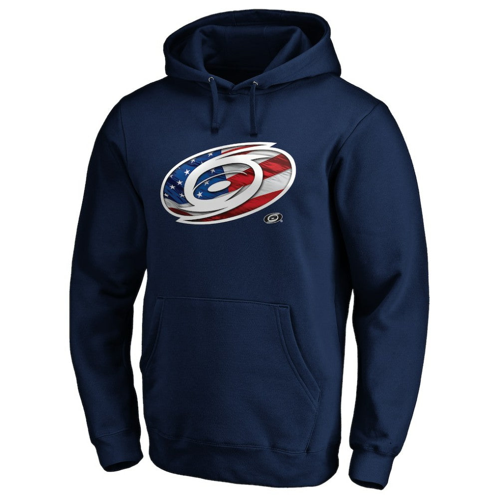 NHL Navy Carolina Hurricanes Banner Wave Logo Pullover Hoodie