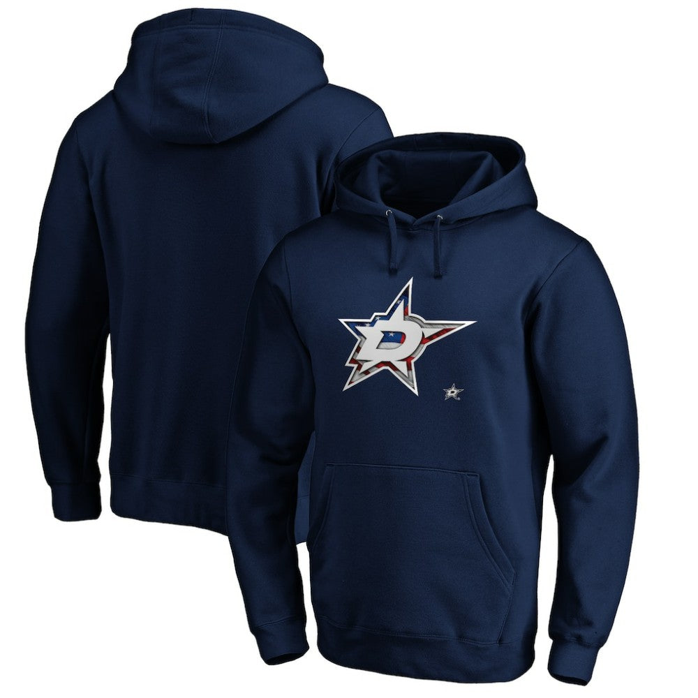 NHL Navy Dallas Stars Banner Wave Logo Pullover Hoodie