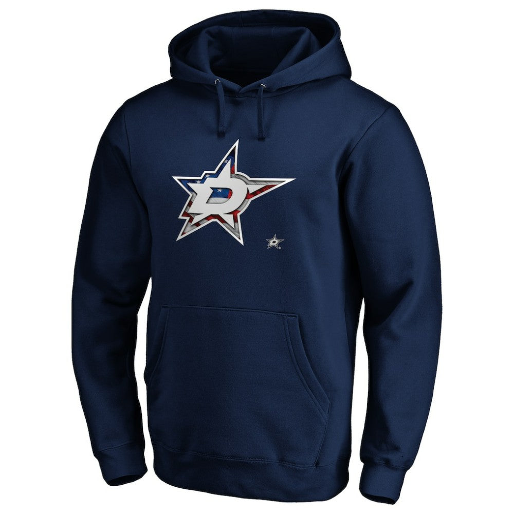 NHL Navy Dallas Stars Banner Wave Logo Pullover Hoodie