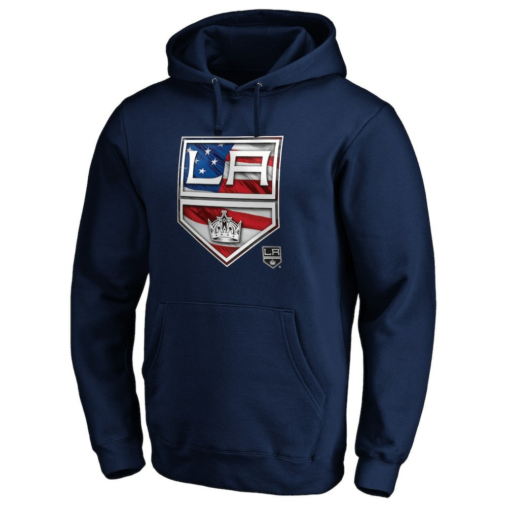 NHL Navy Los Angeles Kings Banner Wave Logo Pullover Hoodie