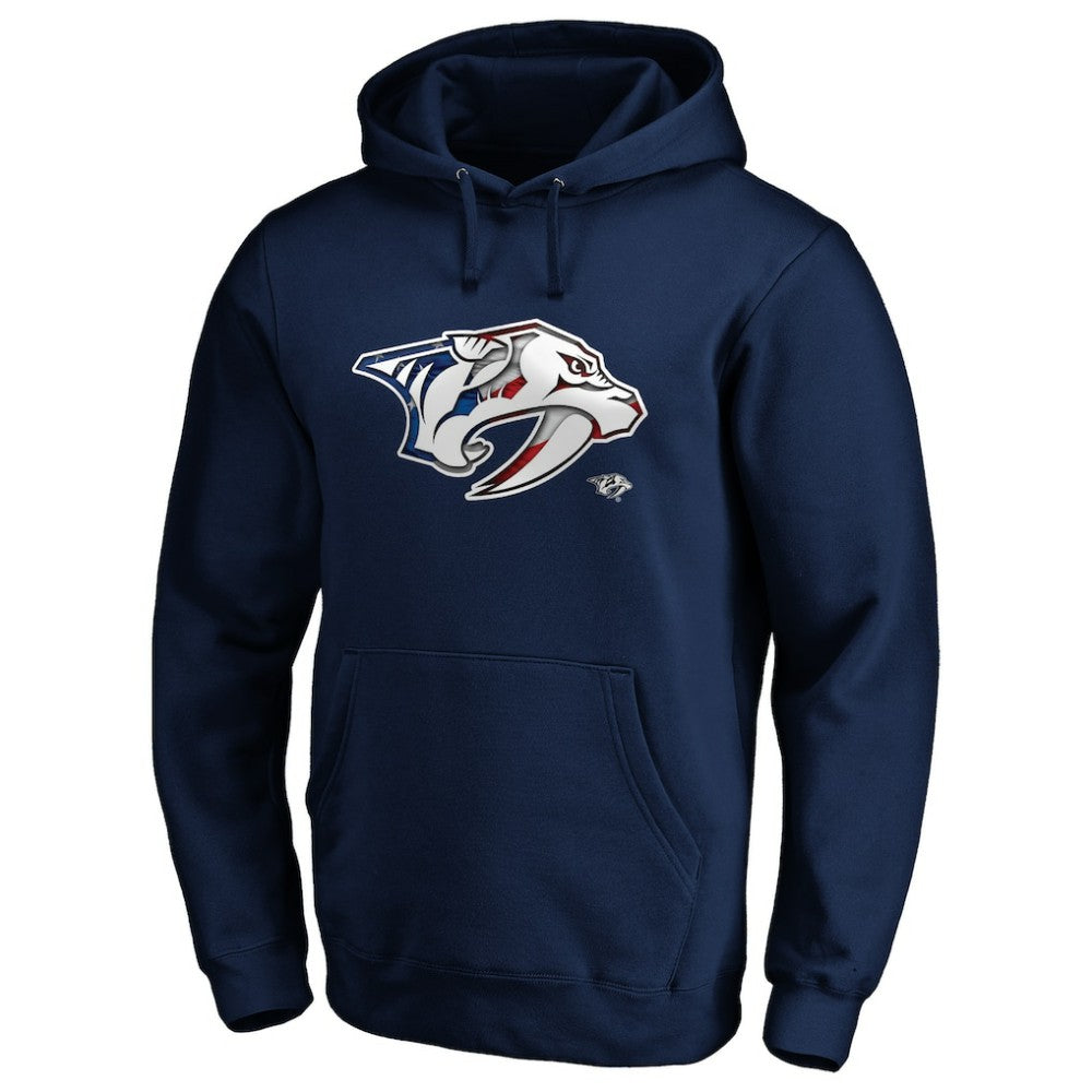 NHL Navy Nashville Predators Banner Wave Logo Pullover Hoodie