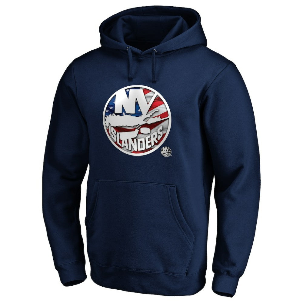 NHL Navy New York Islanders Banner Wave Logo Pullover Hoodie