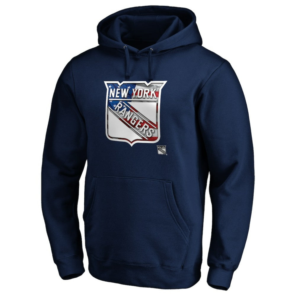 NHL Navy New York Rangers Banner Wave Logo Pullover Hoodie