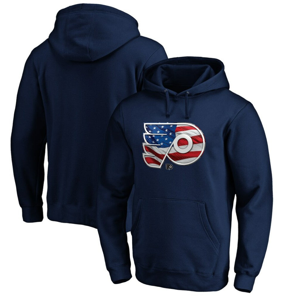NHL Navy Philadelphia Flyers Banner Wave Logo Pullover Hoodie