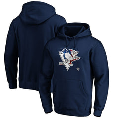 NHL Navy Pittsburgh Penguins Banner Wave Logo Pullover Hoodie