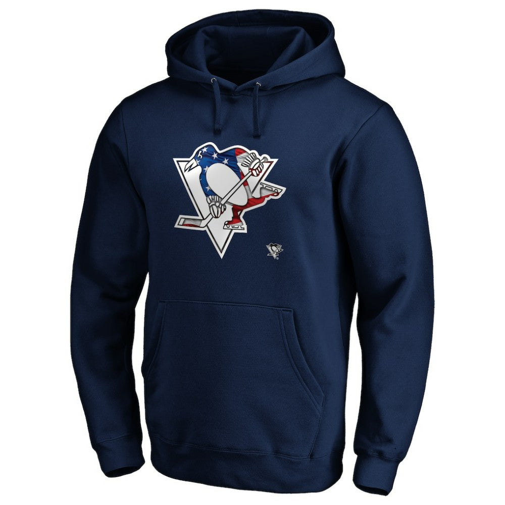 NHL Navy Pittsburgh Penguins Banner Wave Logo Pullover Hoodie