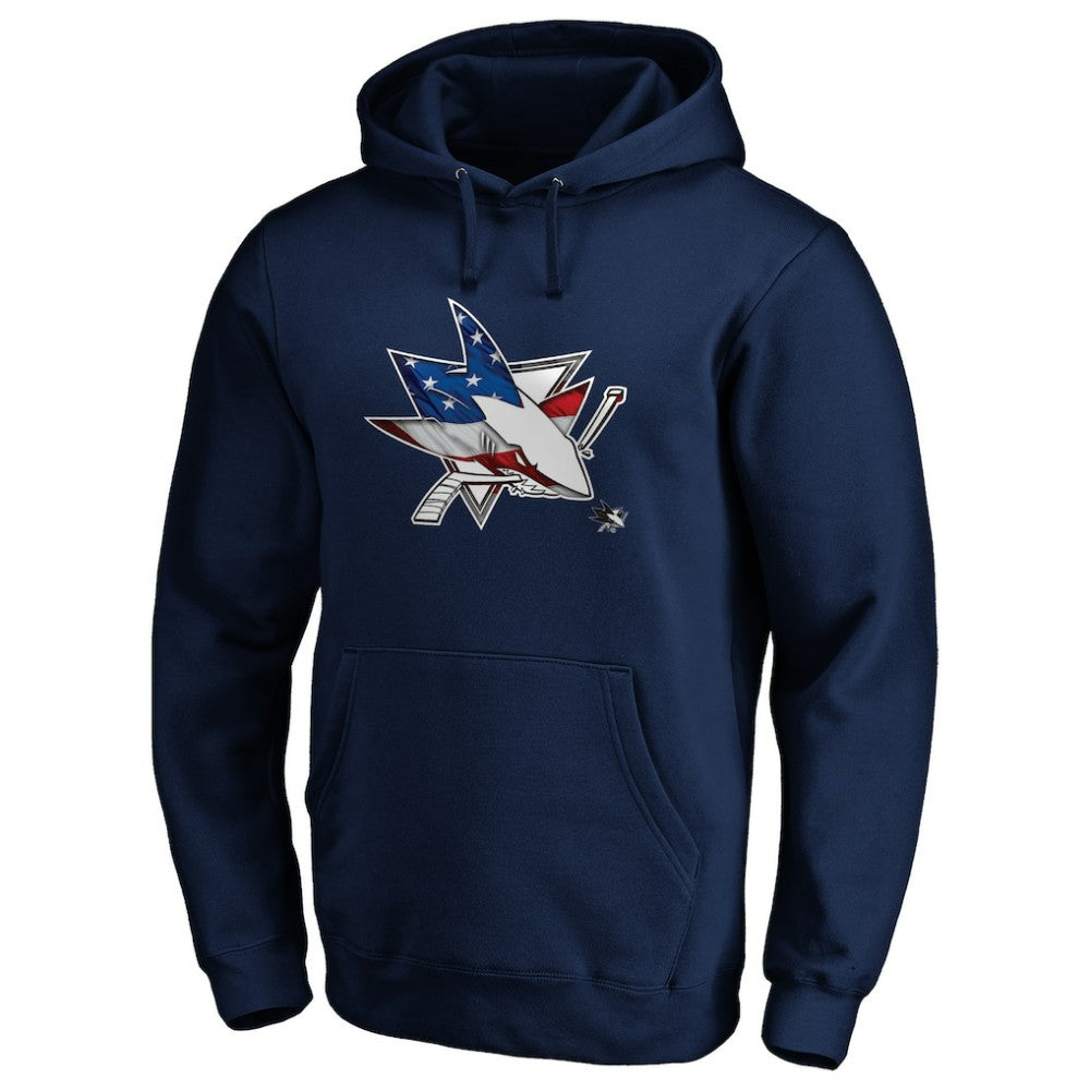 NHL Navy San Jose Sharks Banner Wave Logo Pullover Hoodie