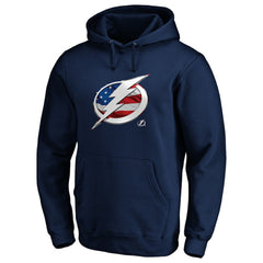 NHL Navy Tampa Bay Lightning Banner Wave Logo Pullover Hoodie