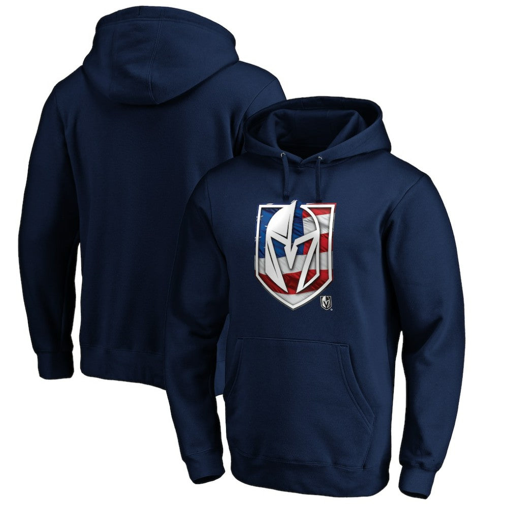 NHL Navy Vegas Golden Knights Banner Wave Logo Pullover Hoodie
