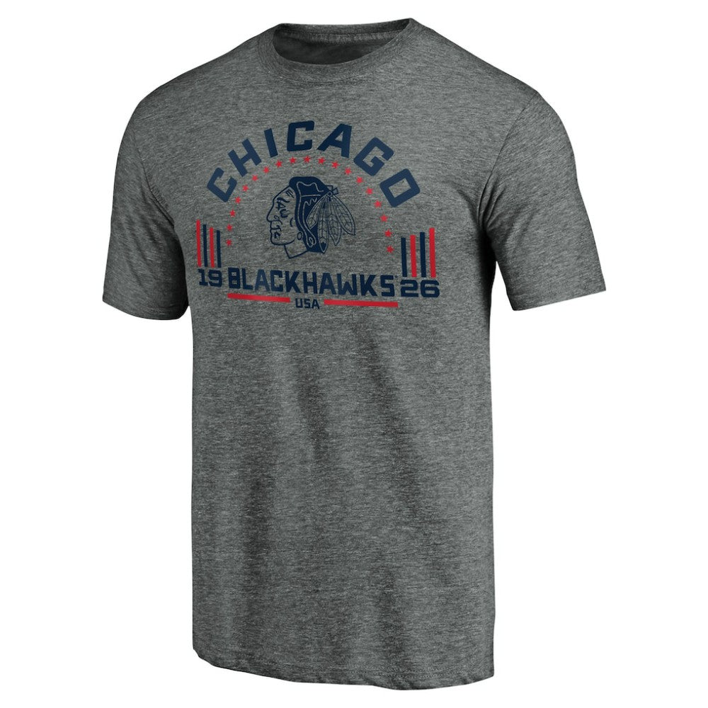 NHL Heathered Gray Chicago Blackhawks Team Freedom Tri-Blend T-Shirt