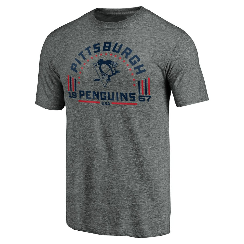 NHL Heathered Gray Pittsburgh Penguins Team Freedom Tri-Blend T-Shirt