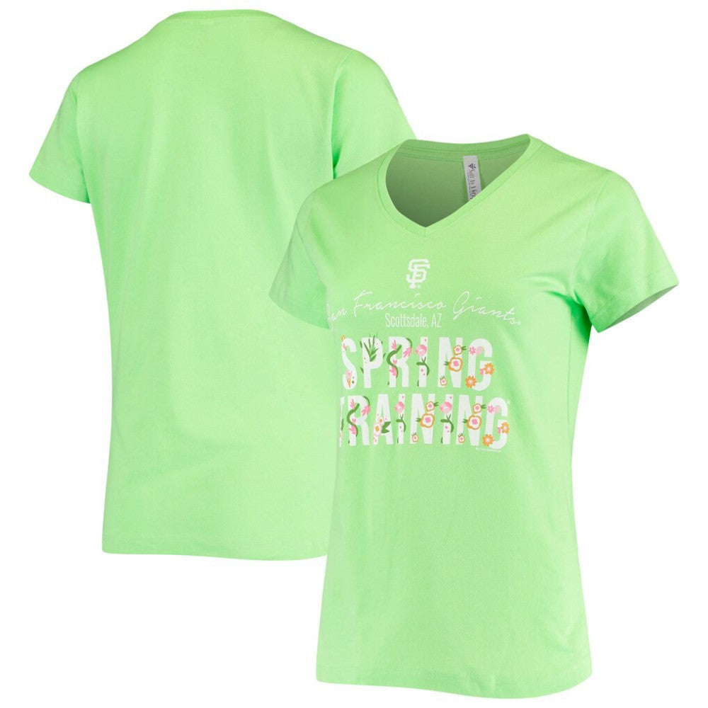 MLB San Francisco Giants Soft as a Grape Women's Script Floral V-Neck T-Shirt